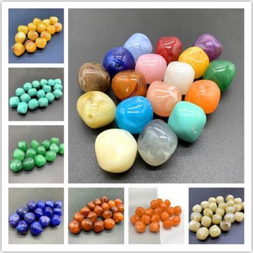 New 10 Pcs Irregular Round Acrylic Beads Spacer Loose Beads For Jewelry Making DIY Bracelet #18Colors Pick