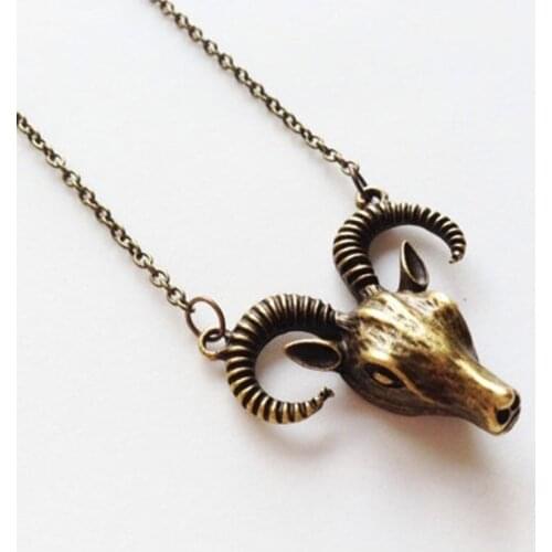 Gothic 3D Goat Head Choker Necklace Pendant Charm Ram Jewelry Satanic Occult Modern Witchy Goat Women