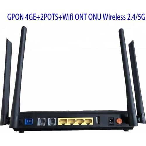 Manufacture Price GPON 4GE+2POTS+Wifi ONT Wireless 2.4G / 5G ONU optical network unit FTTH AC WIFI VOIP Fiber Router