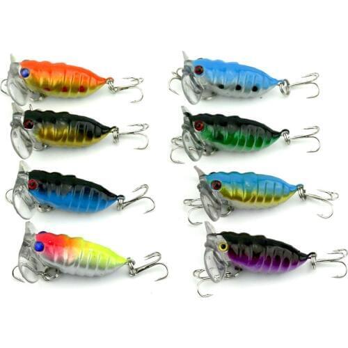 Pesca fishing tackle hard top water floating fishing lure insect crankbait bait 4cm 4.4g 8# hooks topwater cicada floating baits