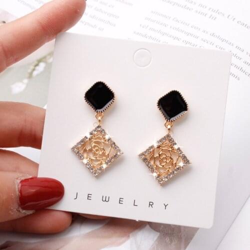 Cubic Zirconia Flower Stud Earrings Romantic Gold/Silver Color Fashion Jewelry For Women & Girls Wedding Wholesale
