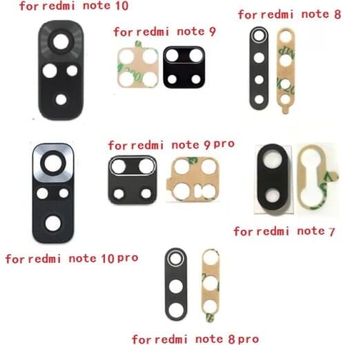 50pcs Camera Glass Lens For Xiaomi Redmi Note 10 8 7 9 9S Pro Max Rear Bcak Camera Glass Cover With Adhesive Sticker