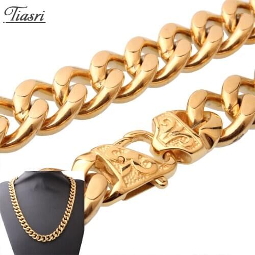 Tiasri Gothic Punk Hip Hop Man Necklace Bracelet Cubas Link Chain High Quality Stainless Steel Jewelry Aesthetic Gift Wholesale