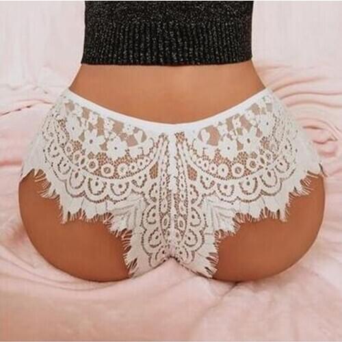 Sexy Loose Mesh Flower Sexy Knickers Women Briefs Lace Low Waist Temptation Hollow Transparent Underwear Plus Size Underpants