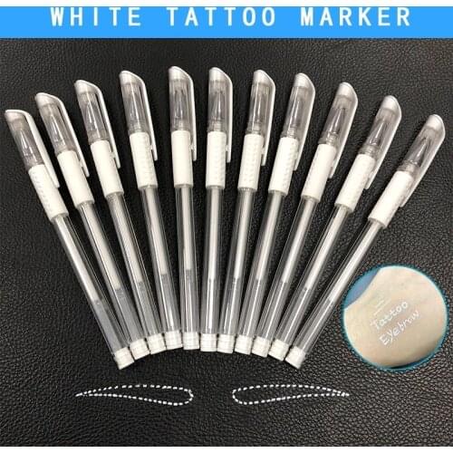 10pcs White Eyebrow Marker Pen Tattoo Accessories Permanent Skin Makeup Scribe Tool Microblading Supplies Waterproof Brow Pencil