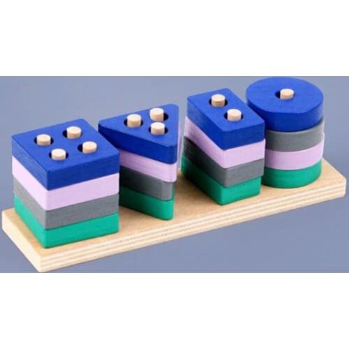 16Pcs Children Color Figure Learning Stackable Wooden Puzzle