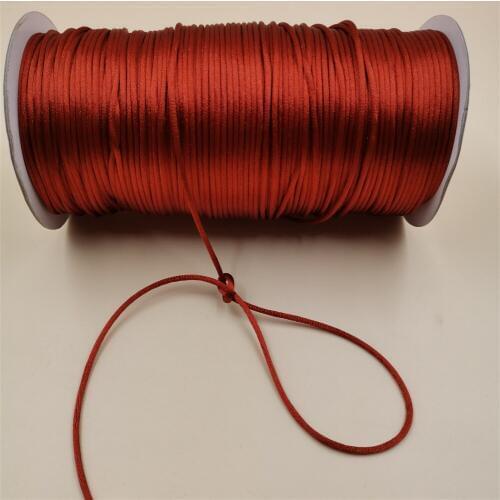 2mm X 20m Coffee Red Color Rattail Satin Cord Chinese Knot Braided String Jewelry Findings Beading Rope R713