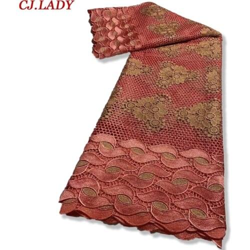 2021 Latest Bazin Riche Getzner Lace Fabric 5 Yards High Quality Nigerian Brode Embroidery African Lace Fabric For Wedding Dress