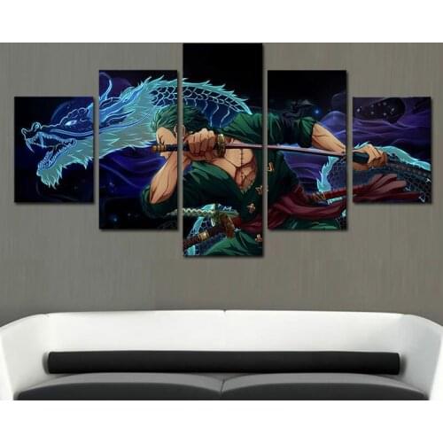 5 Piece Canvas Wall Art Japanese Anime Roronoa Zoro Modern Top-Rated Pictures Living Room Decoration Bedroom Frame Cartoon