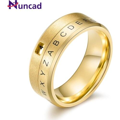 8mm Width Titanium Steel Rotatable Digital Ring Letter Ring Jewelry Titanium steel ring Good Quality Independent packaging