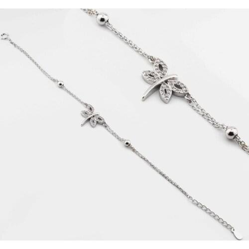 925 Sterling Silver Bracelet with Zircon Stone and Dragonfly Design