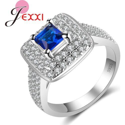 Promotion New Arrival Luxury Cubic Zirconia CZ Crystal 925 Sterling Silver Wedding Party Engagement Rings For Engagement