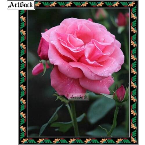New 5D Diamond Painting Rose Full Square 3d Stick Diamond Embroidered Home Decoration Mosaic Art Flower