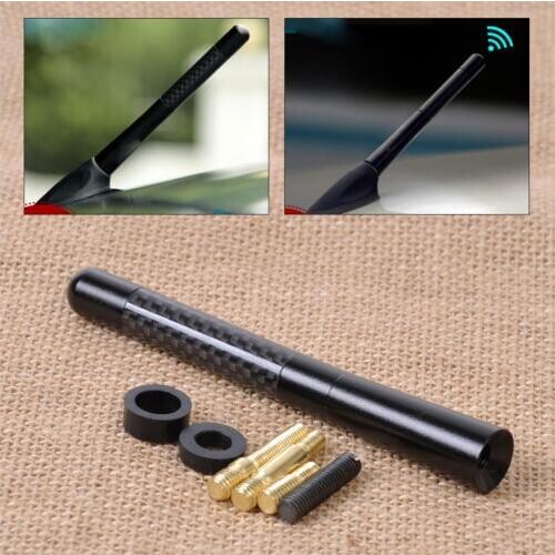DWCX 4.7" Universal Aluminum Carbon Fiber Car AM/FM Radio Aerial Antenna with Screws for VW Golf Beetle Audi A4 BMW Ford