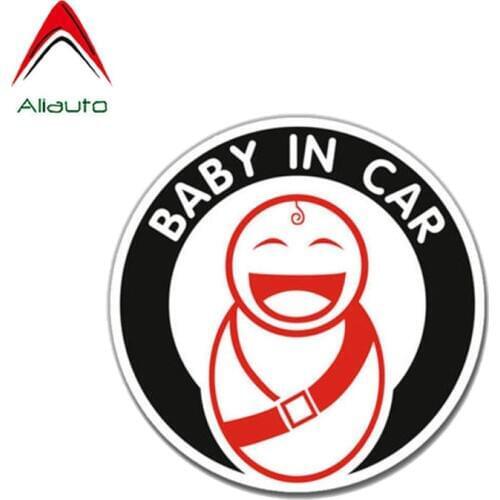 Aliauto Car Sticker Warning Happy Baby In Car Accessories PVC Decal for Peugeot 208 Kia Sportage 3 Wrangler Passat B8, 13cm*13cm