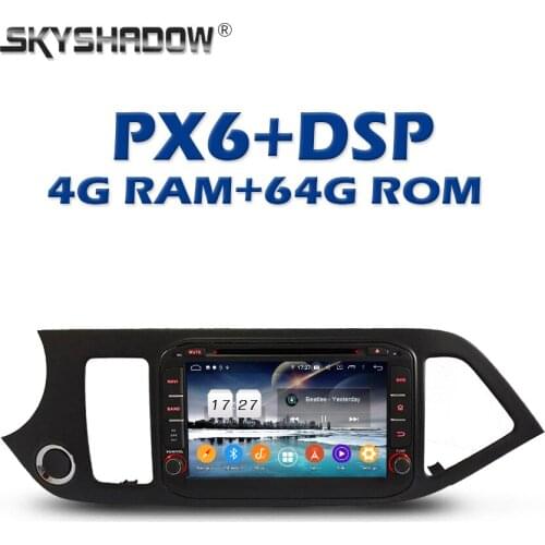 720P PX6 Car DVD Player DSP IPS Android 10.0 64GB + 4GB Bluetooth Wifi GPS Map RDS Radio For kia Morning Picanto 2011 2012-2016