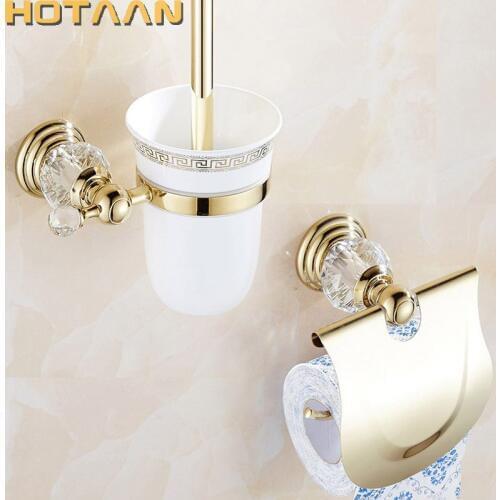 Free shipping,Bathroom Accessories Set,Paper Holder, toilet brush holder,bathroom sets,gold color bathroom product YT-12800-2