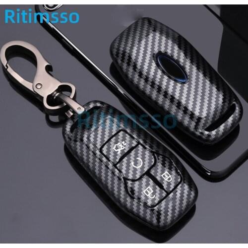 Carbon Fiber Car Smart Key Case Fob Cover for Ford Fusion Mondeo Mustang F-150 Explorer Edge 2015 2016 2017 2018