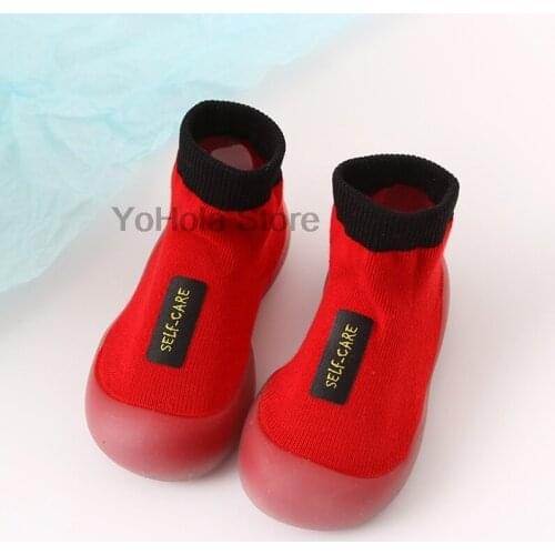 Baby First Walking Shoes Girl Boy Toddler Sock Shoes Non-slip Baby Kid Floor Kintted Fabric Socks Shoes Baby Comfortable Socks