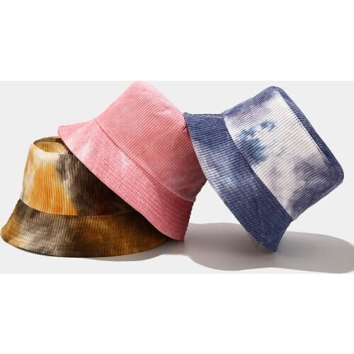 Double-sided Wearing Cap Visor Rainbow Color Bucket Hat Men And Women Cotton Flat Sun Hat Reversible Sun Tie Dye Fisherman Hat