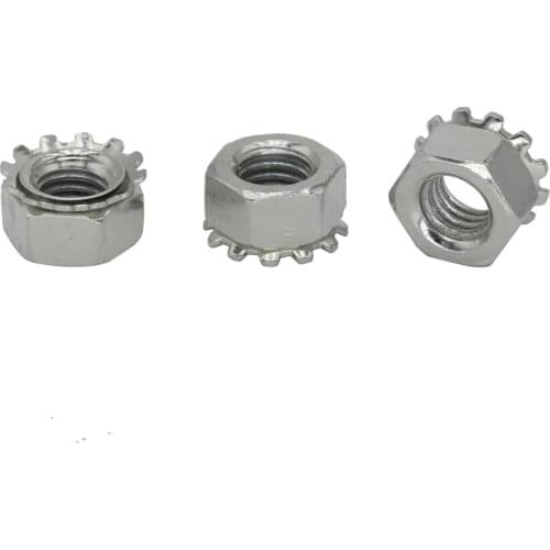 70pcs M8 M8#-32 Carbon Steel UNC Coarse Thread America US Standard External Tooth Gear Hex Hexagon Nuts Lock Kep K Type Nut