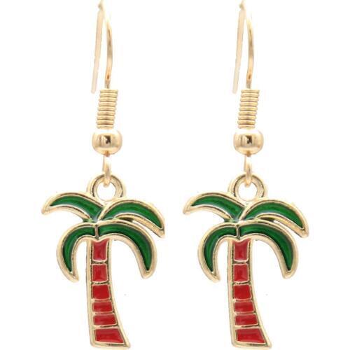 Personality Pearl Coconut Tree Ear Nails Colorful Oil Dropping Flowering Cactus Ear Nails Earrings Earrings Jewelry