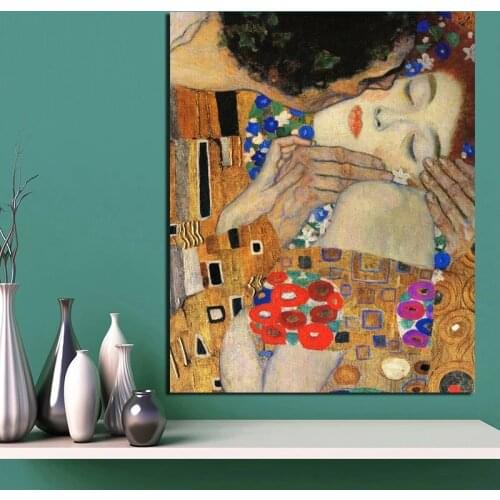 Classical Canvas Paintings Gustav Klimt Kiss Meaning Posters and Prints Wall Art Picture for Living Room Home Wall Decor Cuadros