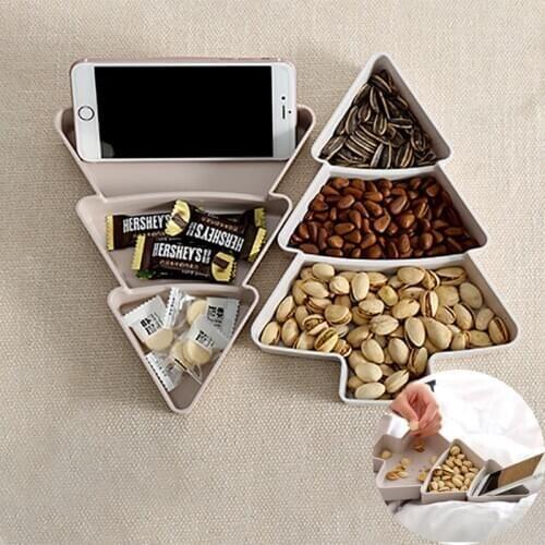 Creative Snacks Plates Christmas Tree Shape Tray Candy Nut Storage Case Plastic Dishes For Placement Small Fruit Breakfast Tray