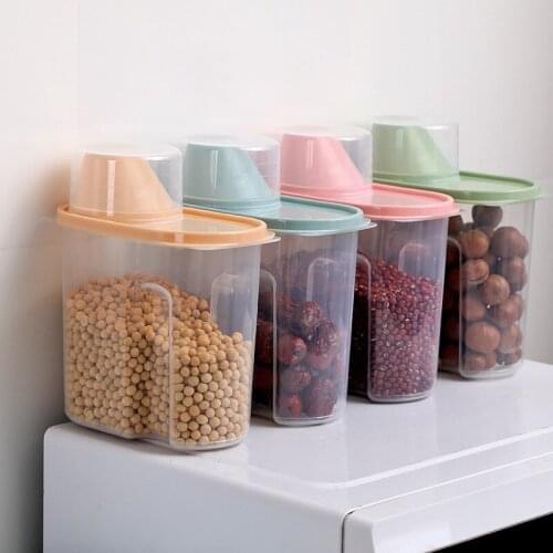 Kitchen Storage Tank Grain Storage Box for Kitchen Things Food Storage Containers for Cereals Square Transparent Plastic Can