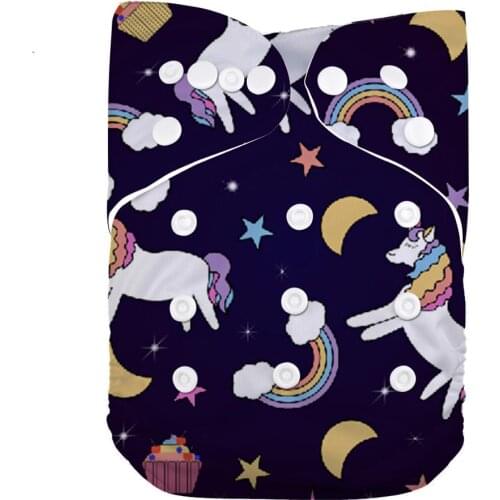 LilBit Baby New Printed Design Reusable Washable Pocket Cloth Diaper