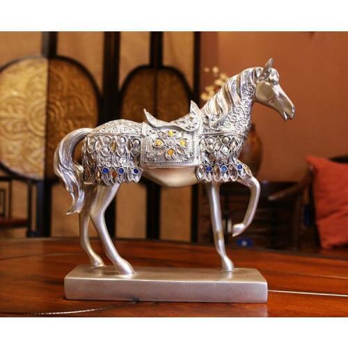 TOP COOL business GIFT -HOME office TOP decoration ART efficacious Mascot silver Success mascot horse FENG SHUI Sculpture