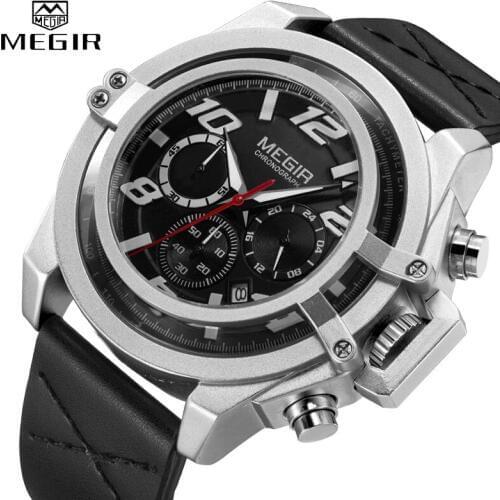 Creative MEGIR Fashion Mens Watches Top Brand Luxury Big Dial Quartz Watch Men Sport Waterproof Military Wristwatch Relogio 2021