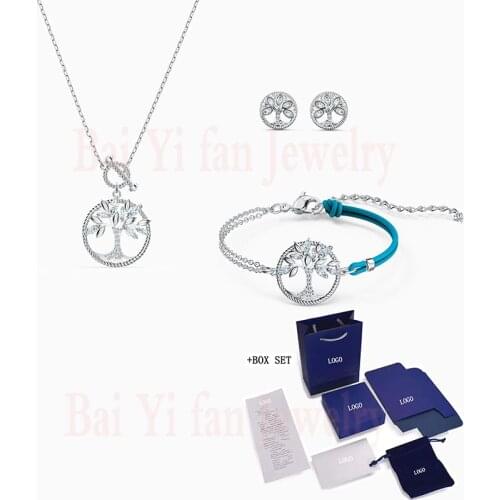Fashion SWA Jewelry New Symbol Tree of Life Set Charming Tree of Life Decoration Crystal Platinum Set Lady Romantic Gift