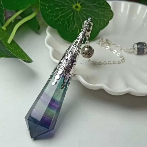 Natural pendant raw ore color pendulum master pendant blue purple green fluorite necklace wholesale