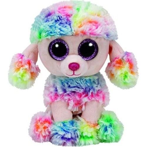 New 6" 15cm Ty Big Glitter Eyes Rainbow the Dog Plush Stuffed Animal Collectible Soft Doll Toy Boy and girl Christmas Gift