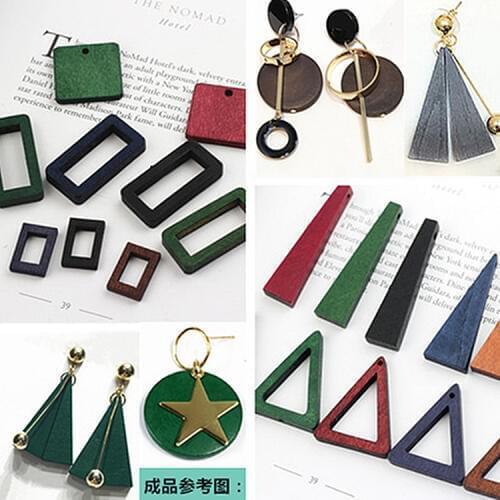 New Design Colorful Printing Cartoon Square rectangular rod Triangle Shape Handmade Wooden Beads Diy necklace/Earring pendant
