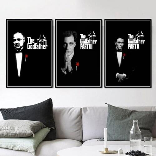 Poster And Prints The Godfather Marlon Al Pacino Movie Gangster Vintage Art Painting Wall Pictures Home Decor картины на стену