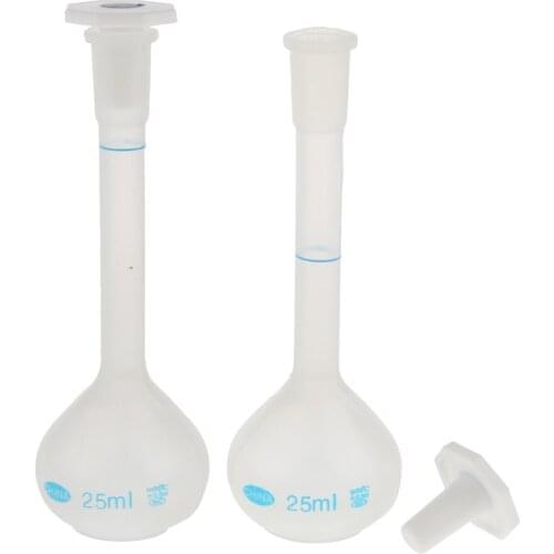 Blesiya 2 Pcs 25ml Plastic Clear Volumetric Measuring Flask, Thick Wall