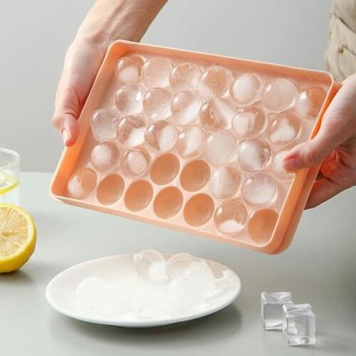 Food Grade Plastic Ice Cube Maker Trays with Lids Round Ice Cube Mold for Freezer Icecream Cold Drink Whiskey Cocktails Ice Mold