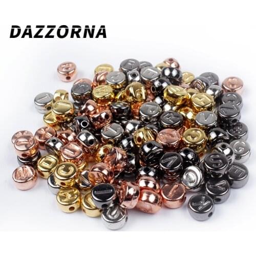 4X7mm Flat Round 4 Color Letter Beads Acrylic Random Alphabet Spacer Beads For Necklace Bracelet DIY Jewelry Making Pick Colors