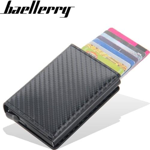 Balerry Anti-theft Metal Aluminum Box Business Male Card Case Credit Bank Card Holder for Men PU Leather Money Pockets tarjetero
