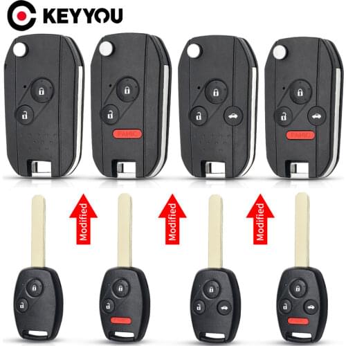 KEYYOU New 2 Button Remote Modified Flip Folding Car Key Shell Case Cover For Honda Accord CRV Odyssey Auto fob Case Replacement