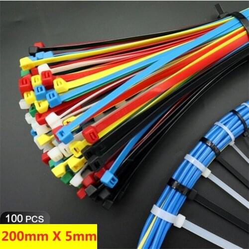 100Pcs 5X100MM Self-locking Cable Tie Multicolor Nylon Wire Cable Tie Fastening Ring corrosion resistance insulation Cable Ties