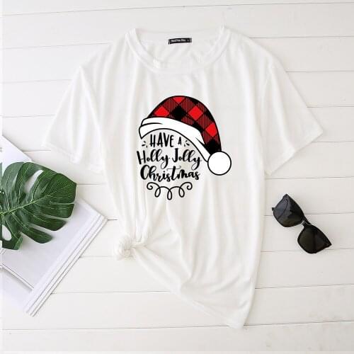 Seeyoushy Merry Christmas 2020 Printed Woman Tshirts Fashion Harajuku Tops for Women Ladies Crew Neck Plus Size Clothing Femme