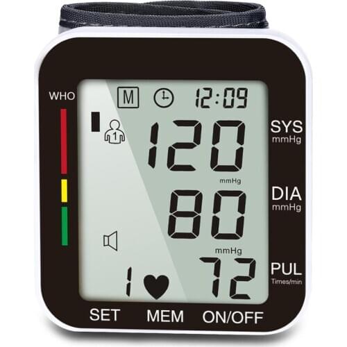 Wrist Sphygmomanometer English Voice Broadcast Blood Pressure Monitor Heart Rate Tonometer Monitors