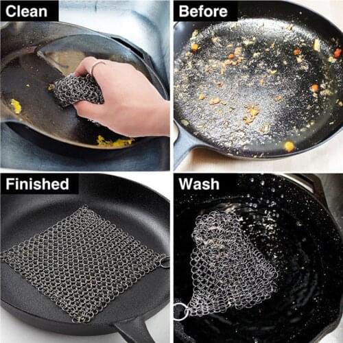 Stainless Steel Cleaner Chainmail Brush Scrubber Kitchen Gadgets Wash Tool Pan Dish Bowl Cleaning Tool Cookware Accessories