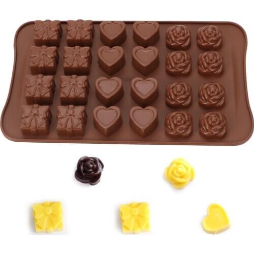 Silicone Chocolate Mold Non-Stick Silicone Cake Mold Jelly and Candy Mold 3D Food Mold Rose Loving Heart Shapes