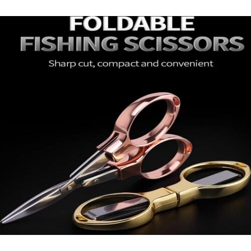 Fishing Scissors Foldable Portable Aluminum alloy Sharp Cut PE Line Lead Gold Silver Multifunction ScissorS Fishing Tool