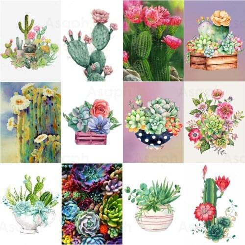 Succulent Plants Cactus Diy 5D Diamond Painting Full Square and Round Embroidery Mosaic Wall Art Handmade Home Decor Gifts