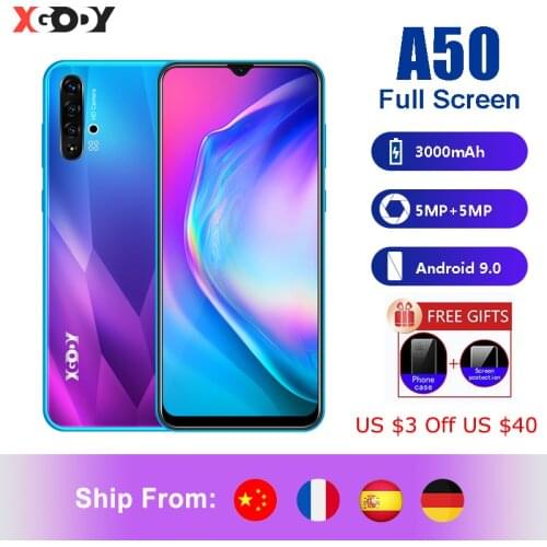 XGODY Celular Smartphone Android 9.0 6.5" Big Screen 3000mAh 1GB 8GB MTK6580 Quad Core Dual SIM 5MP WiFi 3G Unlock Mobile Phones